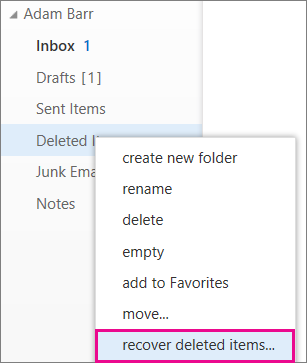undelete an email in outlook for mac
